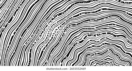 Log cut, wood texture, tree rings pattern, shades of gray, rough vector background