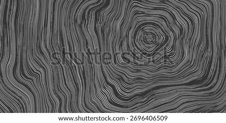 Log cut, wood texture, tree rings pattern, shades of gray, rough vector background