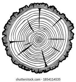 Log cutting, firewood harvesting, sawmill. Vector image isolated on a white background. Space for text.