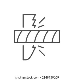 Log Cutting Line Outline Icon