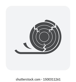 Log debarking vector icon. Include debarker machine to peel of bark from long wood. Processing of industry to sawn timber from tree, forest to lumber or construction material for build cabin, house.
