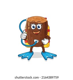 the log diver cartoon. cartoon mascot vector
