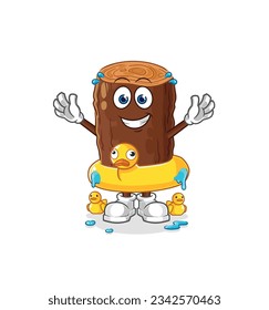 the log with duck buoy cartoon. cartoon mascot vector