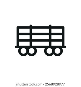 Log dump train car line icon, log train wagon vector symbol with editable stroke