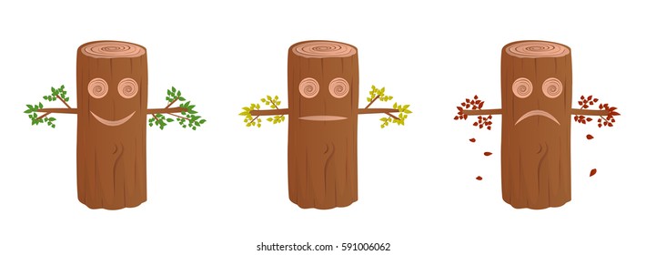 Log emoticons. Different seasons.