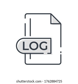LOG File Format Icon. LOG extension line icon.