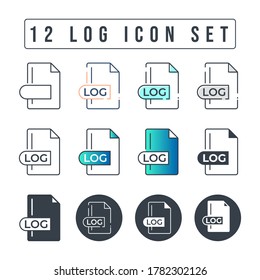 LOG File Format Icon Set. 12 LOG icon set.