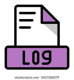 Log file icon colorful style design. document format text file icons, Extension, type data, vector illustration.