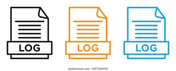 log file icon Flat vector set outline