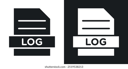 Log file icon icons in black and white filled style