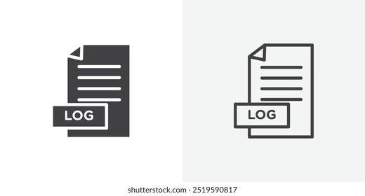 Log file icon. solid filled and stroke thin line style eps 10