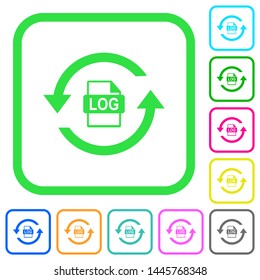 Log file rotation vivid colored flat icons in curved borders on white background