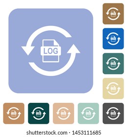 Log file rotation white flat icons on color rounded square backgrounds