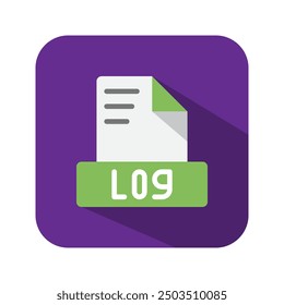 Log file type flat icons. symbol document files, format. Can be used for websites, software, UI and mobile apps.