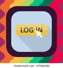 log in flat icon with long shadow, vector illustration