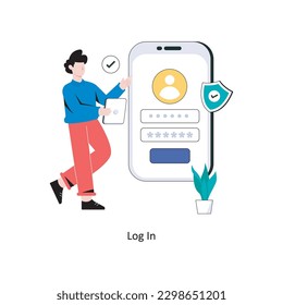 Log In Flat Style Design Vector illustration. Stock illustration