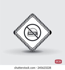 Log forbidden food. Prohibitory sign. Hamburger icon. Sandwich icon. Flat design style. Made vector illustration