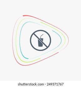 Log forbidden food. Prohibitory sign. Glass with a drink. Flat design style. Made vector illustration