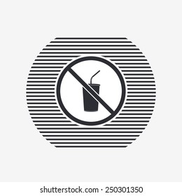 Log forbidden food. Prohibitory sign. Glass with a drink. Flat design style. Made vector illustration