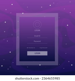 Log In Form On Abstract Background Night Sky With Fog And Stars Beautiful Lines And Sparkles Pink Purple Vector Design