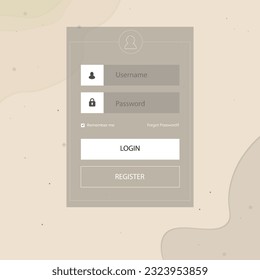 Log In Form UI Page For Your Business On Watercolor Peachy Beige Gray Background Stars Waves Dots Abstract Vector Design