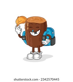 the log goes to school vector. cartoon character