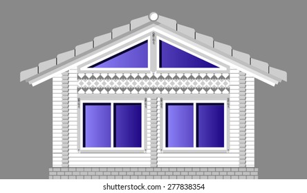 log house isolated on grey background