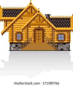 log house isolated on white background