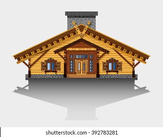 log house isolated on a white background