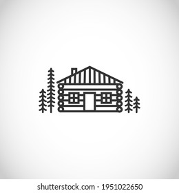 Log House, Wooden Cabin Thin Line Style Vector Icon