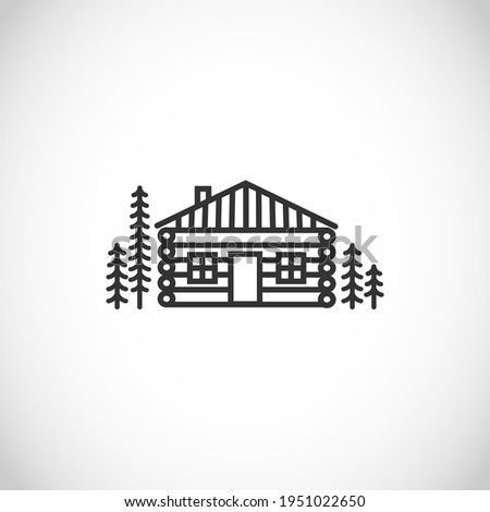 Log house, wooden cabin thin line style vector icon