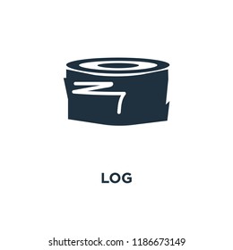 Log icon. Black filled vector illustration. Log symbol on white background. Can be used in web and mobile.