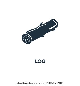 Log icon. Black filled vector illustration. Log symbol on white background. Can be used in web and mobile.