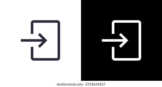 Conceito de ícone de logon com plano de fundo preto e branco. Ilustração vetorial.