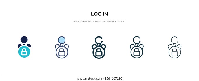 log in icon in different style vector illustration. two colored and black log in vector icons designed filled, outline, line and stroke style can be used for web, mobile, ui