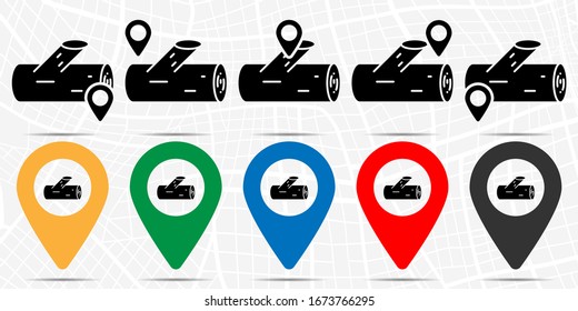 Log icon in location set. Simple glyph, flat illustration element of autumn theme icons