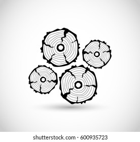 Log icon, sawmill vector