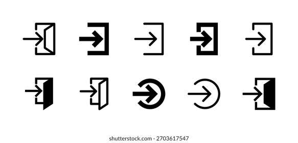 Log In Icon Set Line and Solid style for User Access