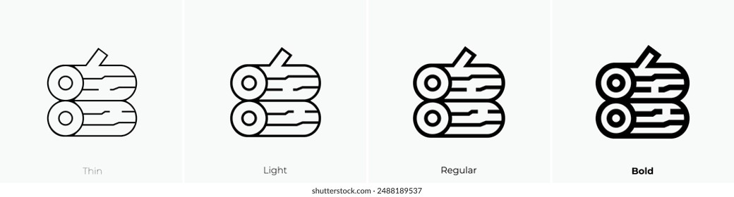 log icon. Thin, Light Regular And Bold style design isolated on white background
