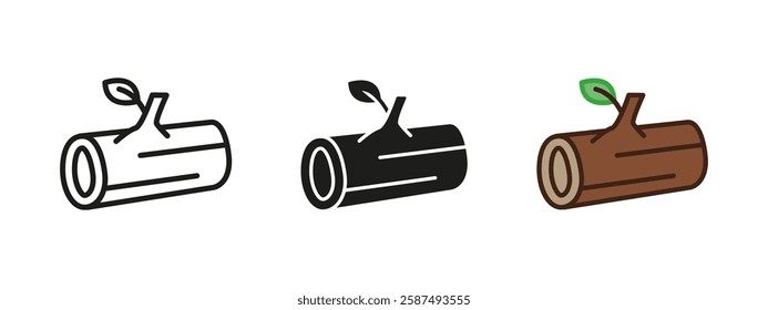 Log icon. Wood timber symbol. Tree trunk vector illustration. Lumber sign. Forest material pictogram. Firewood and natural resource concept.