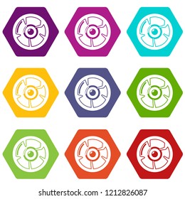 Log icons 9 set coloful isolated on white for web