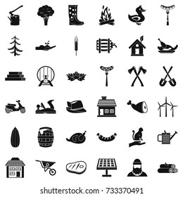 Log icons set. Simple style of 36 log vector icons for web isolated on white background