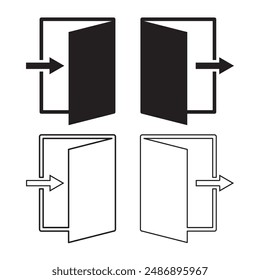 Iniciar sesión, conjunto de iconos de Cerrar sesión. Conjunto de iconos de salida y entrada, conjunto de iconos de cierre de sesión de Vector. signo de entrada y salida. pictograma de afiliación de unión. App Botón de Vector de salida con flecha. Ilustración vectorial