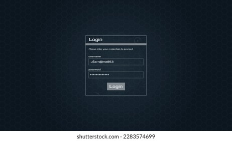 Anmelden-Schnittstelle. Dunkler Web-Hacker-Login-Bildschirm. Vektorgrafik.