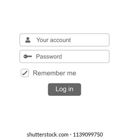Log in interface vector. Minimalist style, simple and flat design.