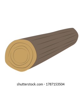 Log isolated on the white, vector illustration.