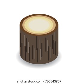 Log isometric flat design. Cut wood of tree.