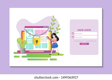 Log in landing page concept in virtual reality concept