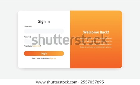 Log in landing page web template, This design can be used for websites, landing pages, UI, mobile applications.