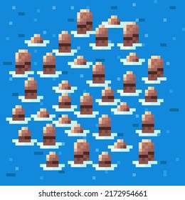 Log landscape pixel art. Vector illustration.